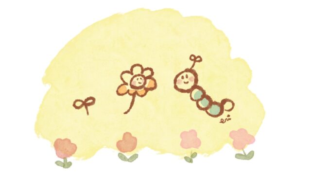 虫とお花のイラスト、春